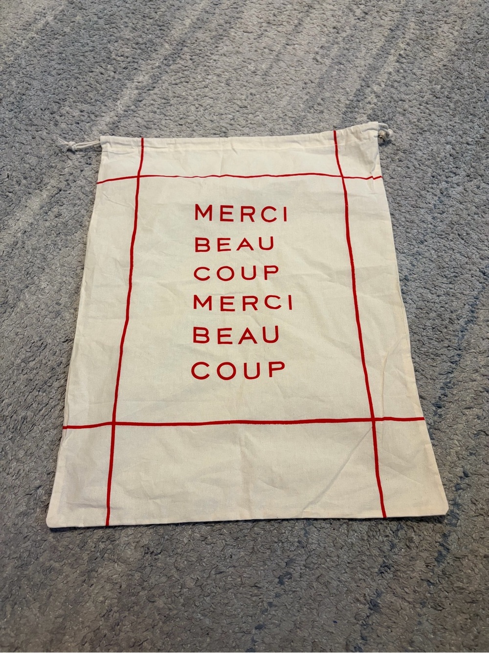 Clare V. Merci Beaucoup Extra Large Dust Bag Drawstring Cotton Tote Cover